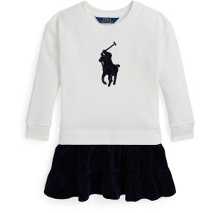 Polo Ralph Lauren Deckwash white w. Navy Day Kjole - Str. 2 år