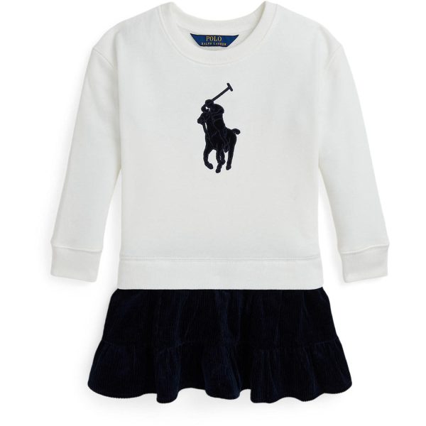 Polo Ralph Lauren Deckwash white w. Navy Day Kjole - Str. 3 år